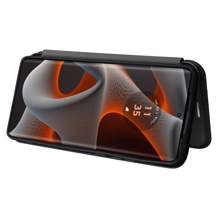 For Motorola Edge 50 Pro Carbon Fiber Texture Flip Leather Phone Case