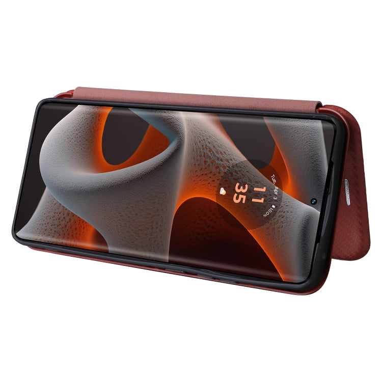 For Motorola Edge 50 Pro Carbon Fiber Texture Flip Leather Phone Case