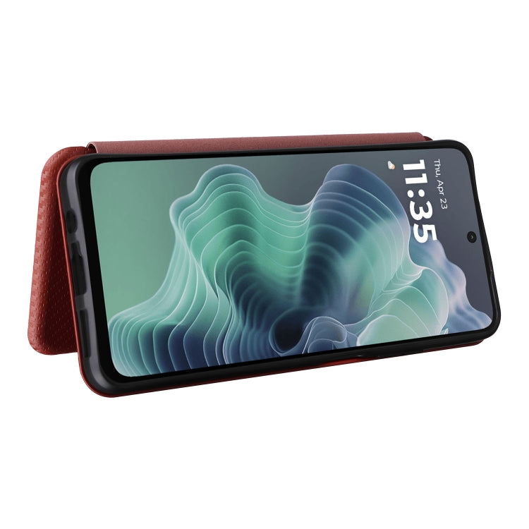For Motorola Moto G35 Carbon Fiber Texture Flip Leather Phone Case