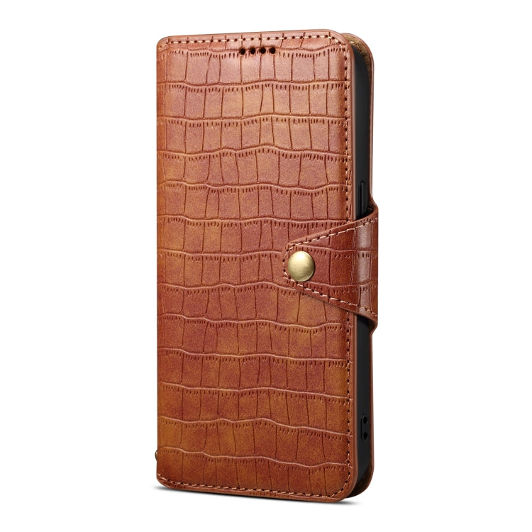 For iPhone 16 Denior Crocodile Texture Oil Edge Leather Phone Case