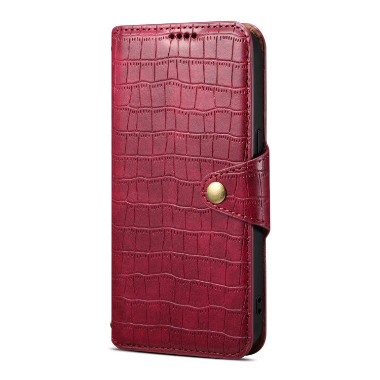 For iPhone 16 Denior Crocodile Texture Oil Edge Leather Phone Case