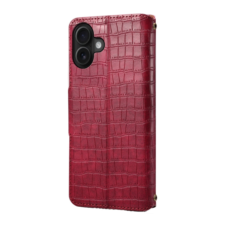 For iPhone 16 Plus Denior Crocodile Texture Oil Edge Leather Phone Case