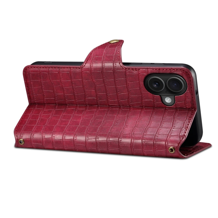 For iPhone 16 Plus Denior Crocodile Texture Oil Edge Leather Phone Case