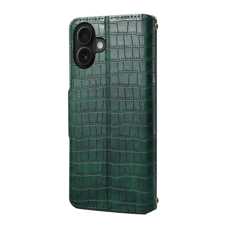 For iPhone 16 Plus Denior Crocodile Texture Oil Edge Leather Phone Case