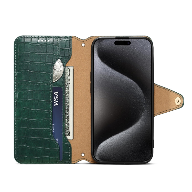 For iPhone 16 Plus Denior Crocodile Texture Oil Edge Leather Phone Case