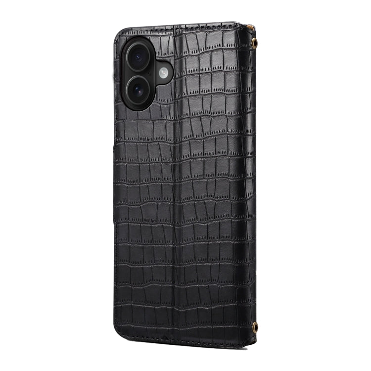 For iPhone 16 Plus Denior Crocodile Texture Oil Edge Leather Phone Case