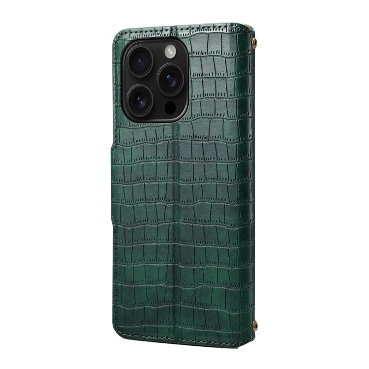 For iPhone 16 Pro Denior Crocodile Texture Oil Edge Leather Phone Case