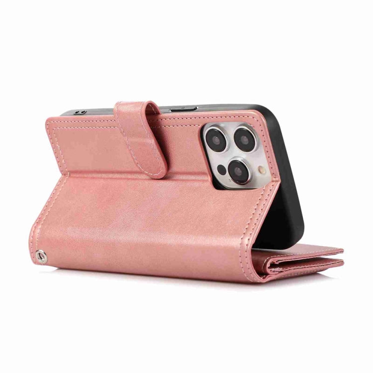 For iPhone 16 Pro Max Wristband Card Slot Leather Phone Case
