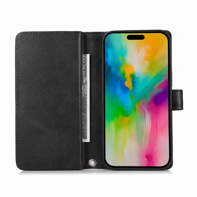 For iPhone 16 Pro Max Wristband Card Slot Leather Phone Case