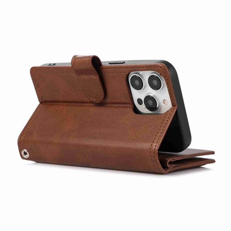 For iPhone 16 Pro Max Wristband Card Slot Leather Phone Case