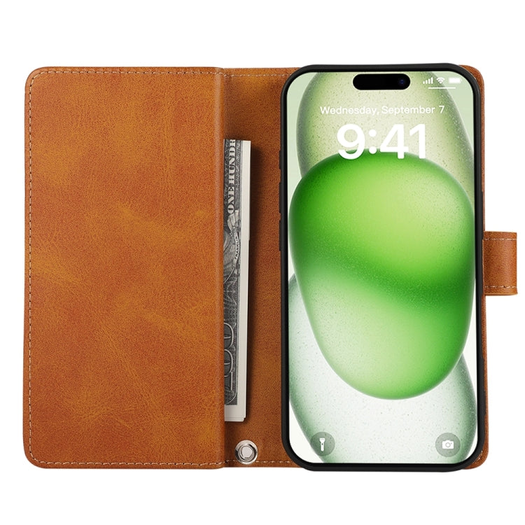 For iPhone 16 Plus Wristband Card Slot Leather Phone Case