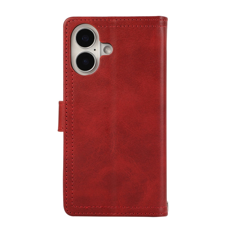 For iPhone 16 Plus Wristband Card Slot Leather Phone Case
