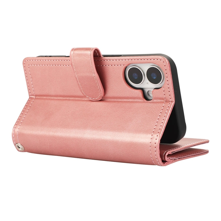For iPhone 16 Plus Wristband Card Slot Leather Phone Case