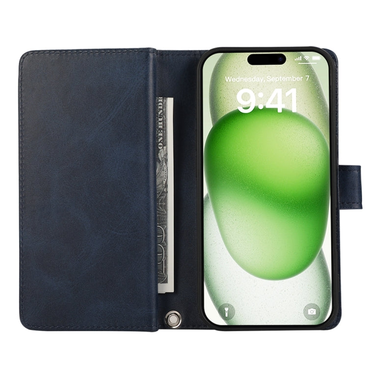 For iPhone 16 Plus Wristband Card Slot Leather Phone Case