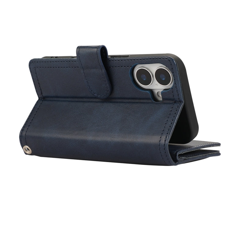 For iPhone 16 Plus Wristband Card Slot Leather Phone Case