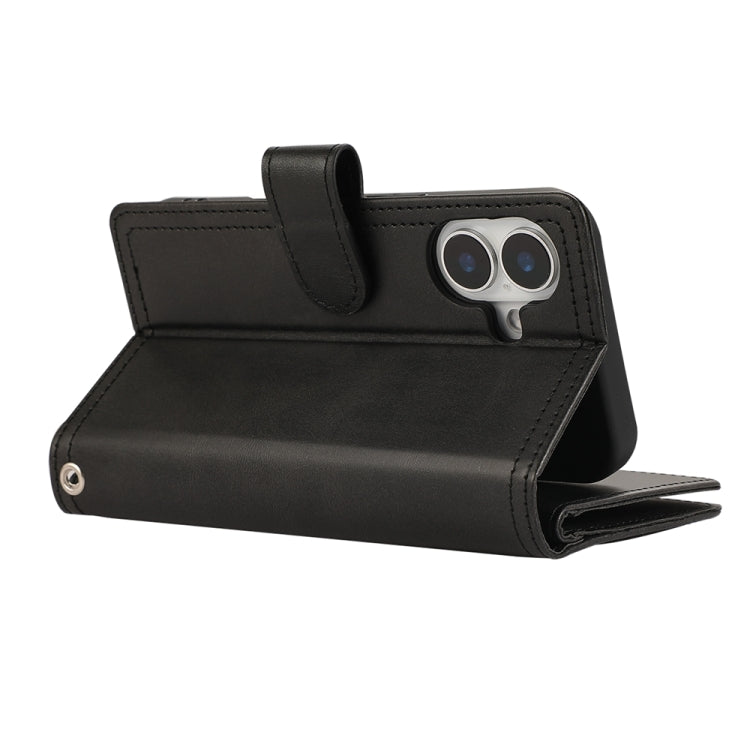 For iPhone 16 Plus Wristband Card Slot Leather Phone Case