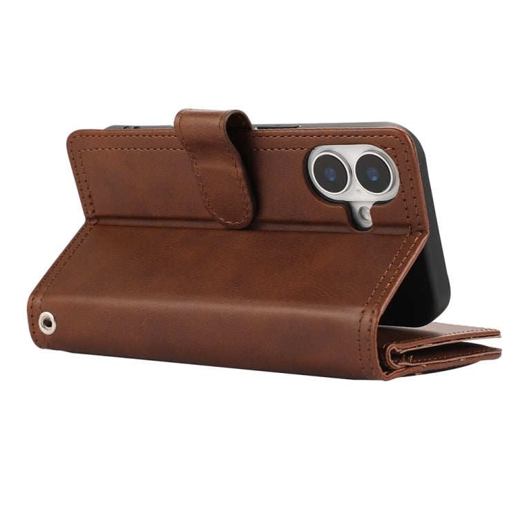 For iPhone 16 Plus Wristband Card Slot Leather Phone Case