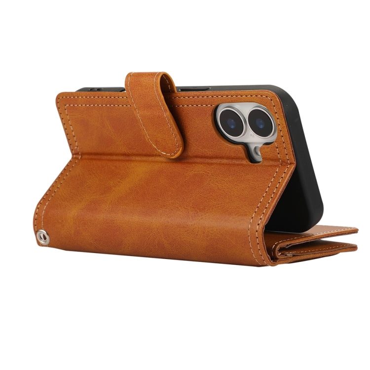 For iPhone 16 Wristband Card Slot Leather Phone Case