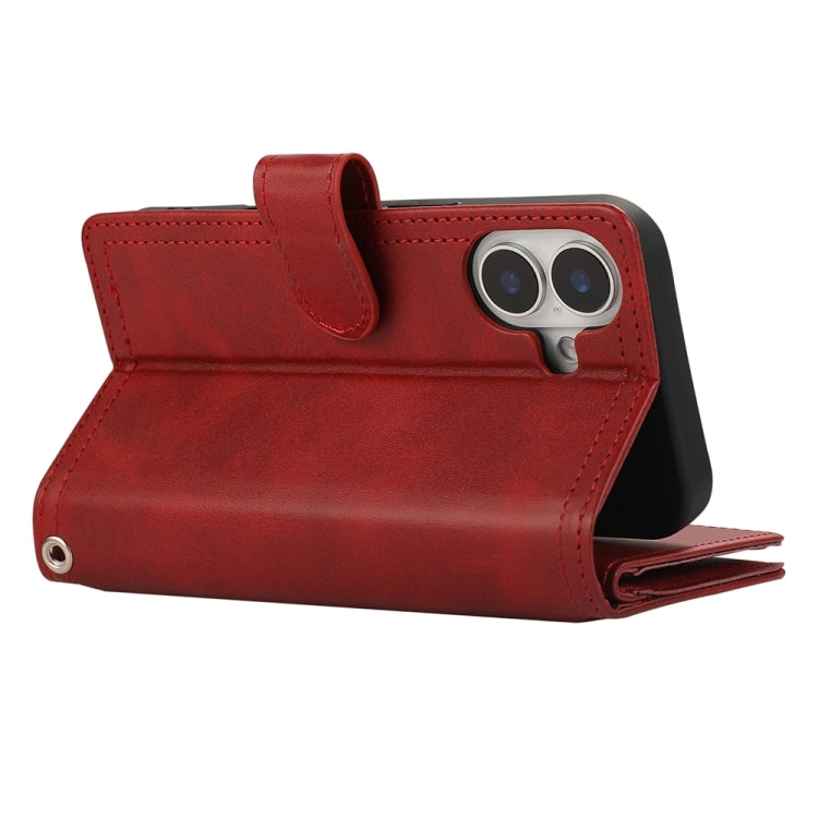 For iPhone 16 Wristband Card Slot Leather Phone Case