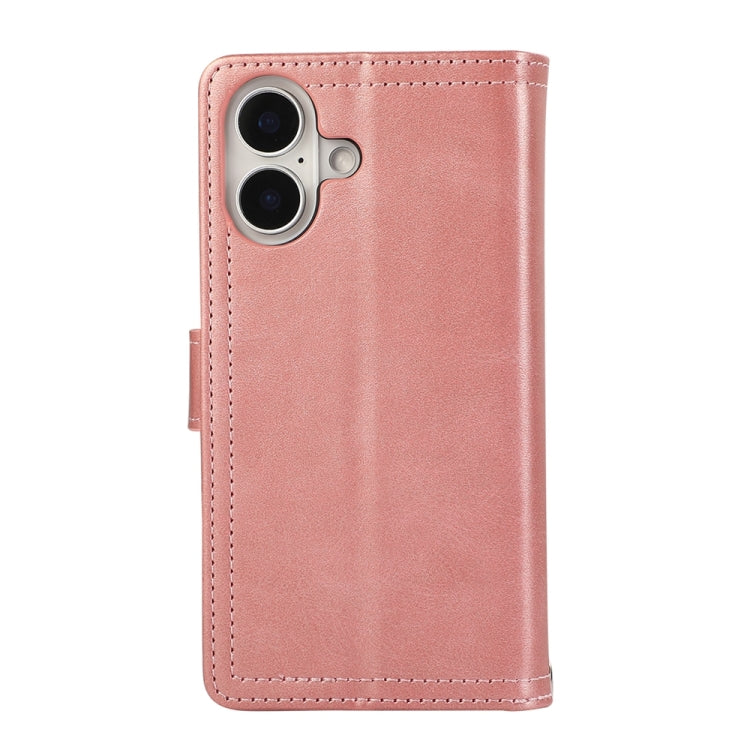For iPhone 16 Wristband Card Slot Leather Phone Case