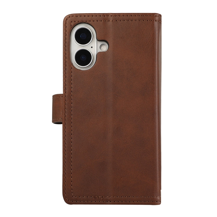For iPhone 16 Wristband Card Slot Leather Phone Case