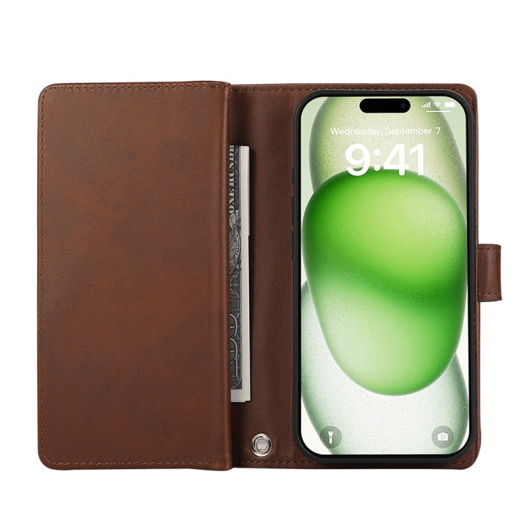 For iPhone 16 Wristband Card Slot Leather Phone Case
