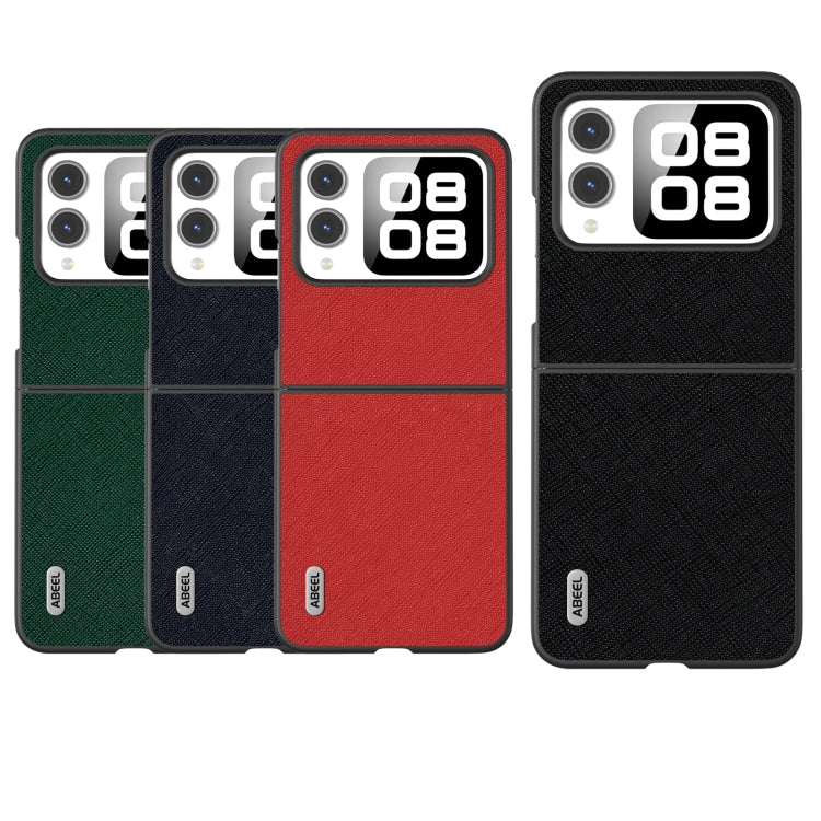 For Huawei nova Flip ABEEL Cross Texture Genuine Leather Phone Case