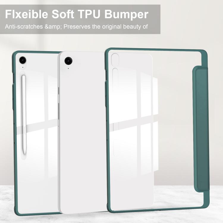 For Samsung Galaxy Tab S10 FE+ Acrylic 3-folding Smart Leather Tablet Case with Pen Slot
