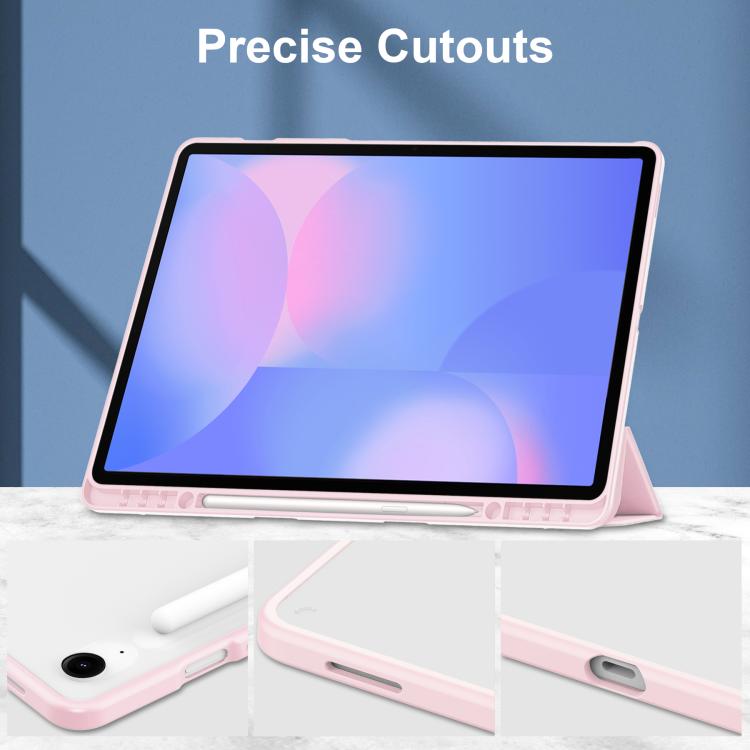 For Samsung Galaxy Tab S10 FE+ Acrylic 3-folding Smart Leather Tablet Case with Pen Slot