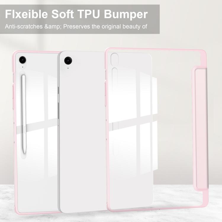 For Samsung Galaxy Tab S10 FE+ Acrylic 3-folding Smart Leather Tablet Case with Pen Slot