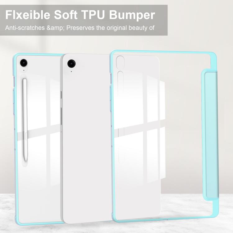 For Samsung Galaxy Tab S10 FE+ Acrylic 3-folding Smart Leather Tablet Case with Pen Slot
