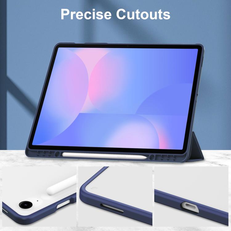 For Samsung Galaxy Tab S10 FE+ Acrylic 3-folding Smart Leather Tablet Case with Pen Slot