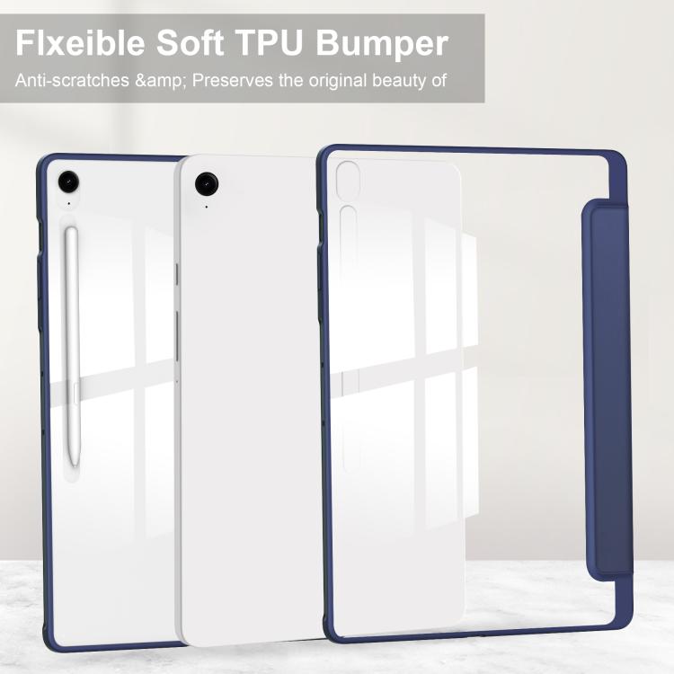 For Samsung Galaxy Tab S10 FE+ Acrylic 3-folding Smart Leather Tablet Case with Pen Slot