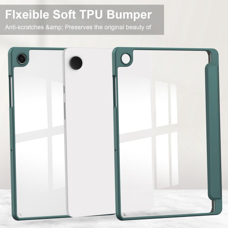 For Samsung Galaxy Tab A11+ Acrylic 3-folding Smart Leather Tablet Case with Pen Slot
