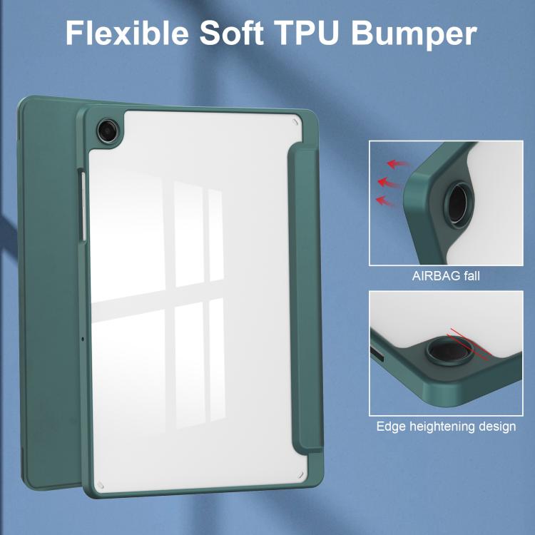 For Samsung Galaxy Tab A11+ Acrylic 3-folding Smart Leather Tablet Case with Pen Slot