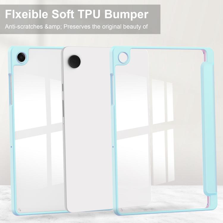 For Samsung Galaxy Tab A11+ Acrylic 3-folding Smart Leather Tablet Case with Pen Slot