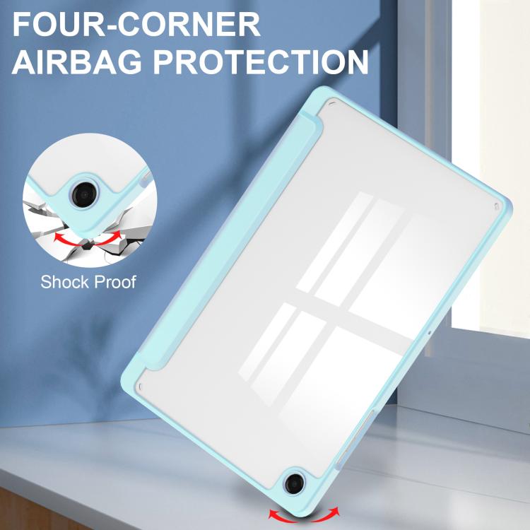 For Samsung Galaxy Tab A11+ Acrylic 3-folding Smart Leather Tablet Case with Pen Slot