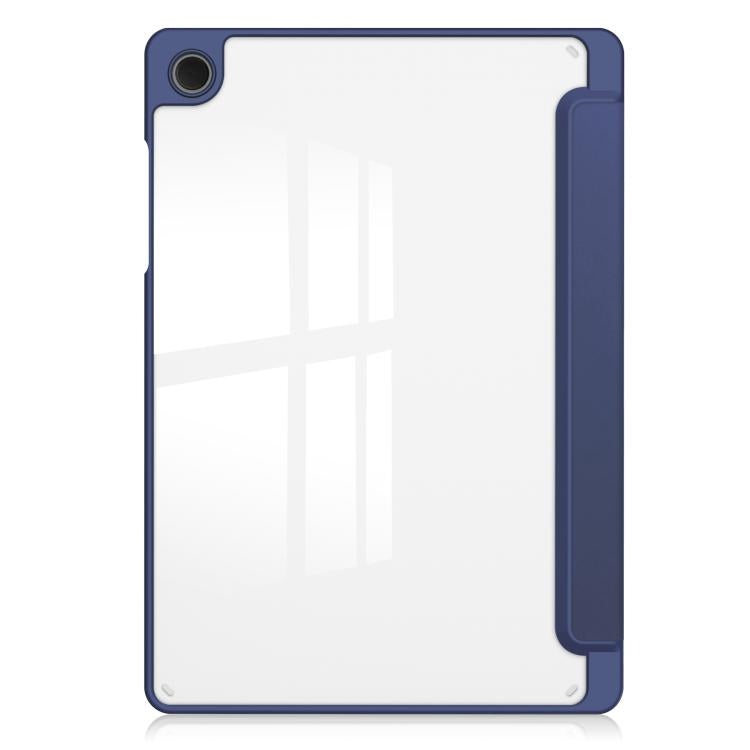 For Samsung Galaxy Tab A11+ Acrylic 3-folding Smart Leather Tablet Case with Pen Slot