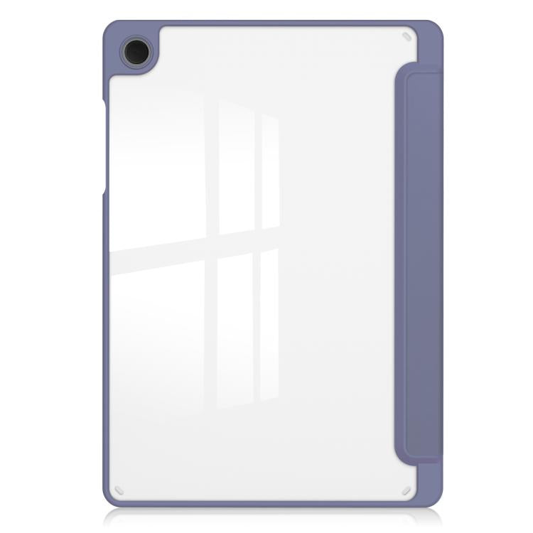 For Samsung Galaxy Tab A11+ Acrylic 3-folding Smart Leather Tablet Case with Pen Slot
