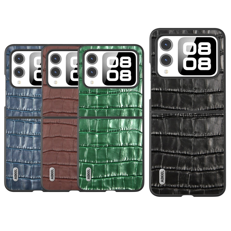 For Huawei nova Flip ABEEL Crocodile Texture Genuine Leather Phone Case