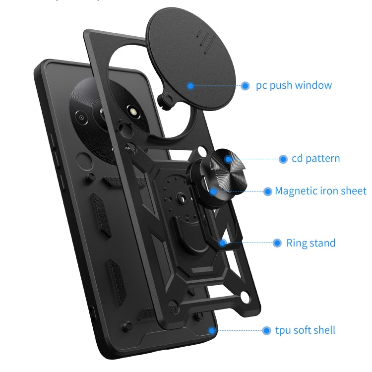 For Xiaomi Redmi A3 Sliding Camera Cover Design TPU Hybrid PC Phone Case