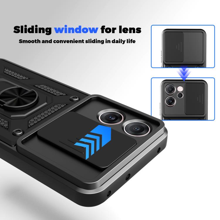 For OPPO Reno14 F 5G Global Sliding Camera Cover Design TPU+PC Phone Case