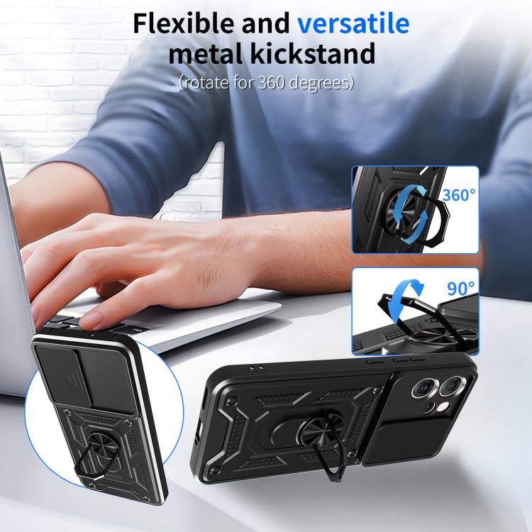 For OPPO Reno14 F 5G Global Sliding Camera Cover Design TPU+PC Phone Case
