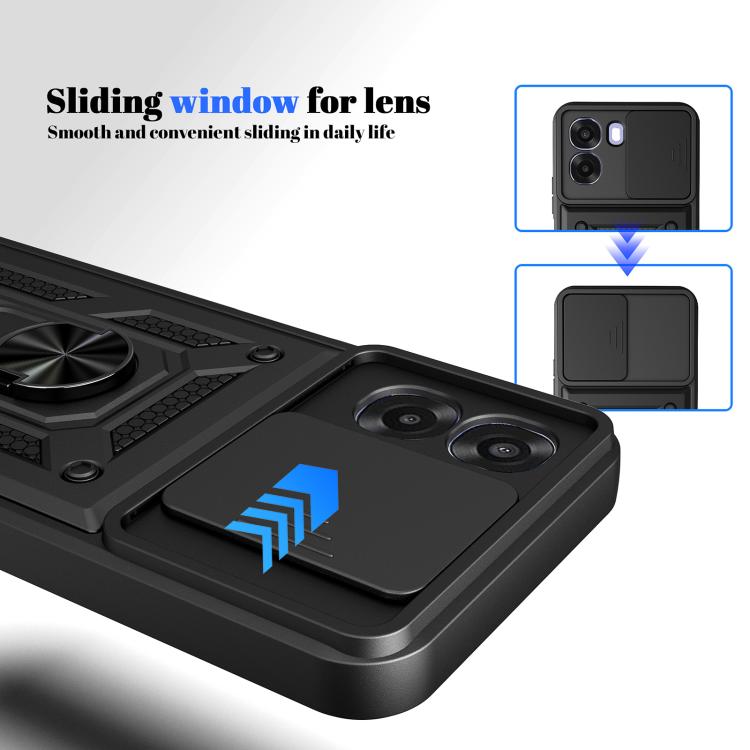 For OPPO A6x 5G Global Sliding Camera Cover Design TPU+PC Phone Case