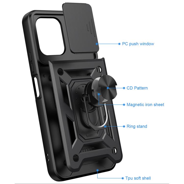 For OPPO A6x 4G Global Sliding Camera Cover Design TPU+PC Phone Case