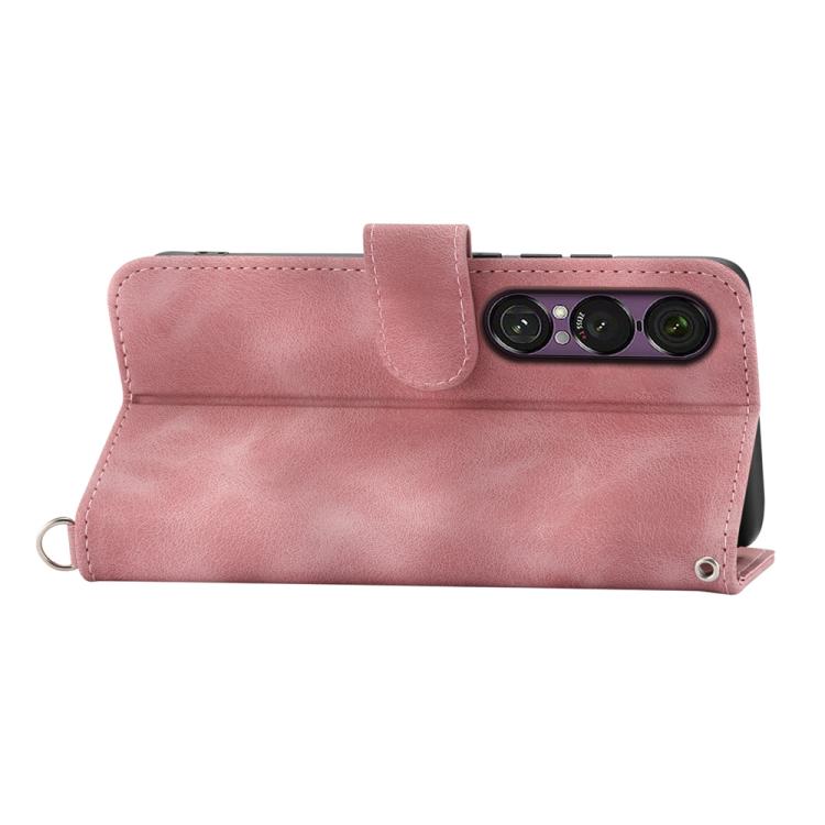 For Sony Xperia 1 VII Skin-feel Flowers Embossed Wallet Leather Phone Case