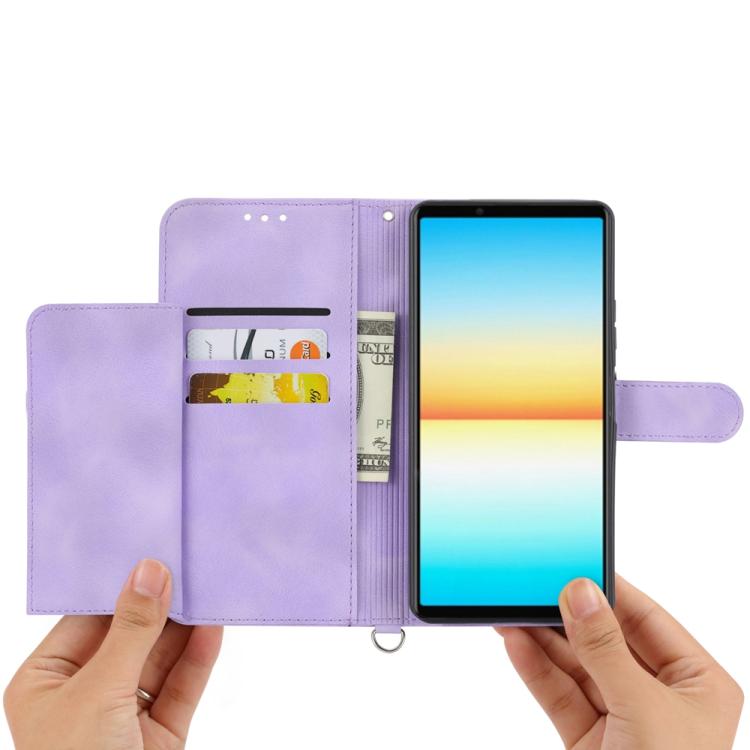 For Sony Xperia 1 VII Skin-feel Flowers Embossed Wallet Leather Phone Case