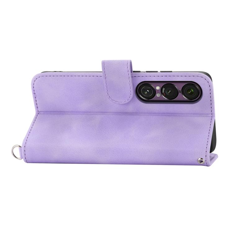 For Sony Xperia 1 VII Skin-feel Flowers Embossed Wallet Leather Phone Case