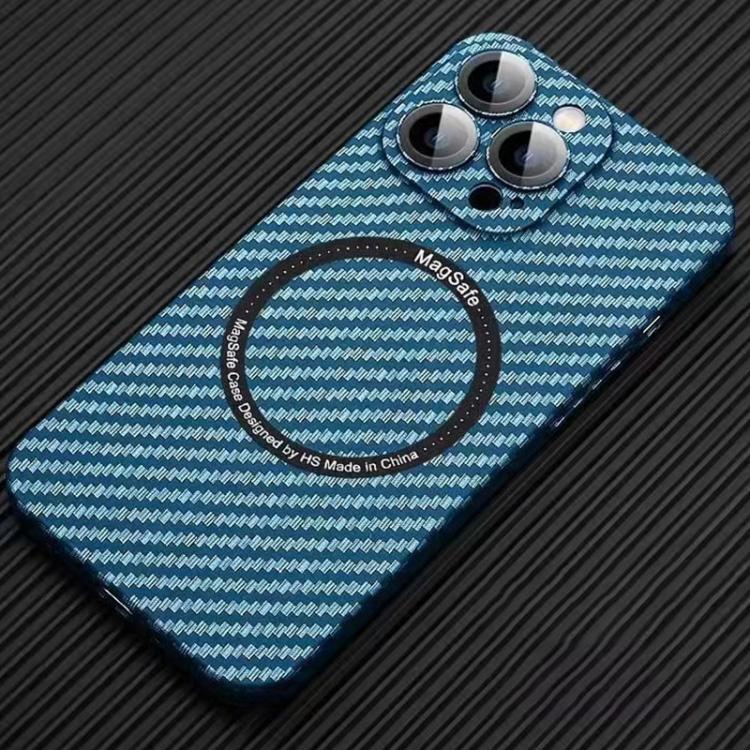 For iPhone 16 Pro Max MagSafe Magnetic PC Carbon Fiber Phone Case with Lens Film