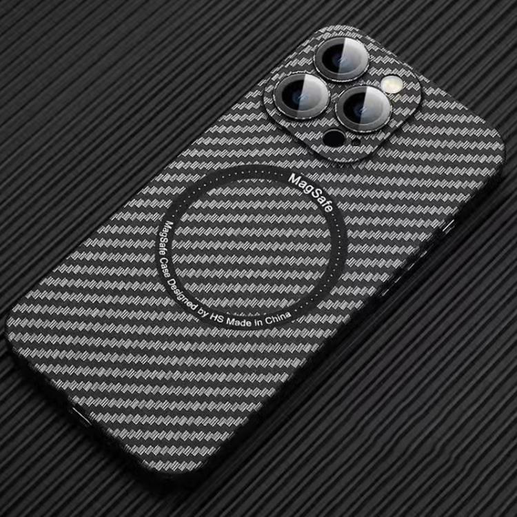 For iPhone 16 Pro Max MagSafe Magnetic PC Carbon Fiber Phone Case with Lens Film